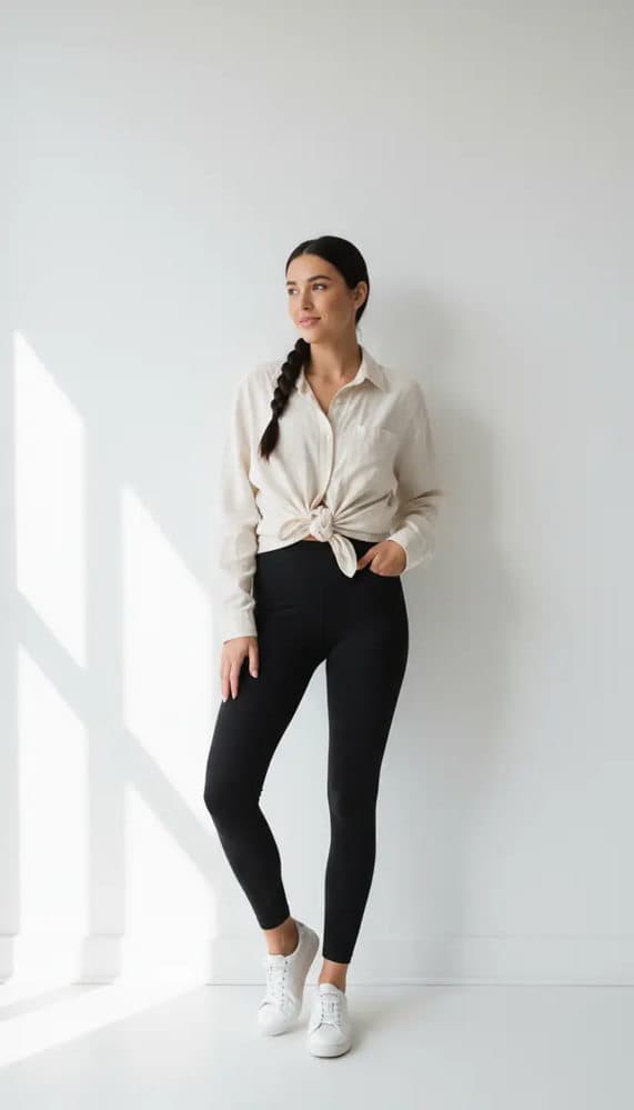 Fashionable young woman in high-end streetwear